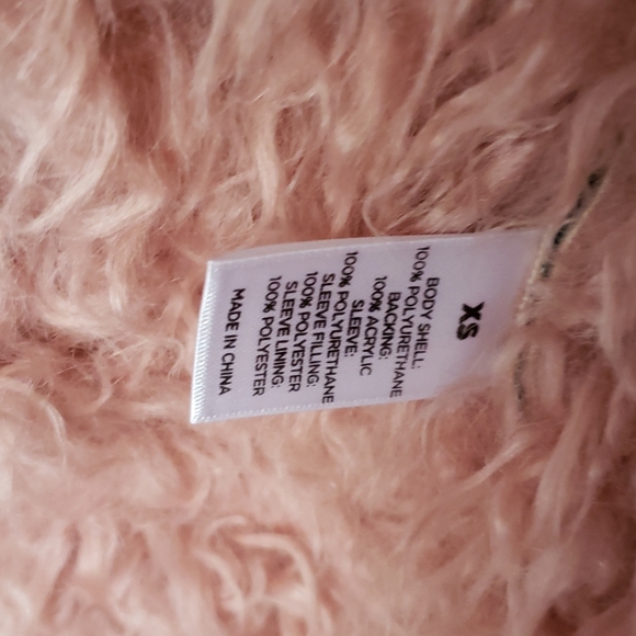 Designer ROCK CHIC Moto Jacket Pink Faux Fur Black Leather - Picture 9 of 9